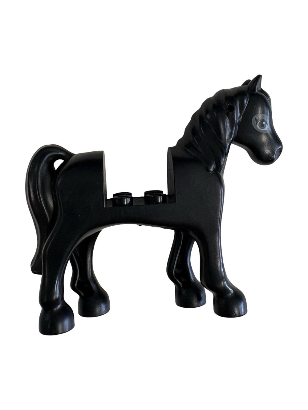 Lego New Black Horse 2 x 2 Cutout w/ Dark Bluish Gray Eyes Part